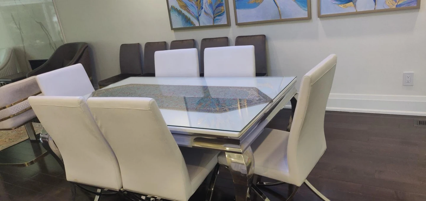 Modern White Dining Table and 6 Chairs Set - photo 2