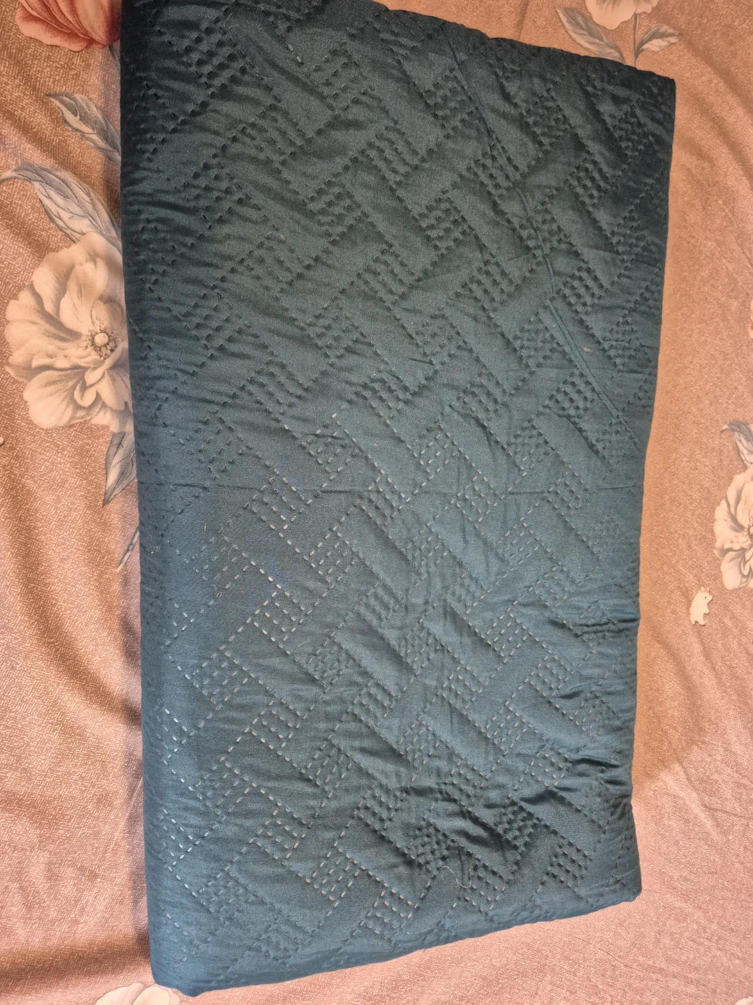 Teal Quilted Bed Throw