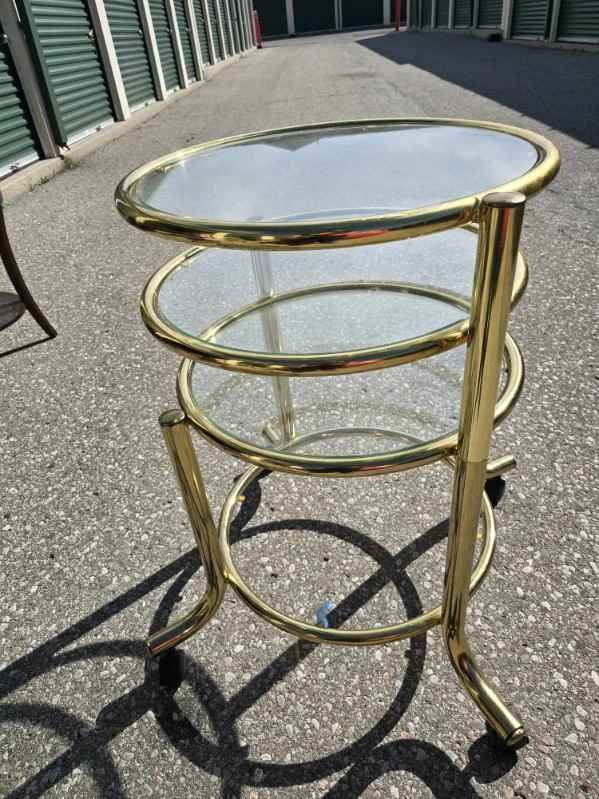 Vintage Brass and Glass Side Table - photo 5
