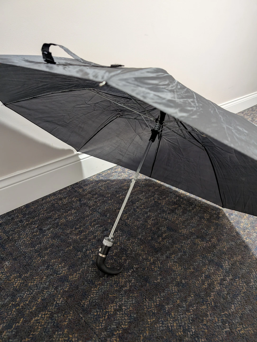 Black Folding Umbrella with Hook Handle - photo 2