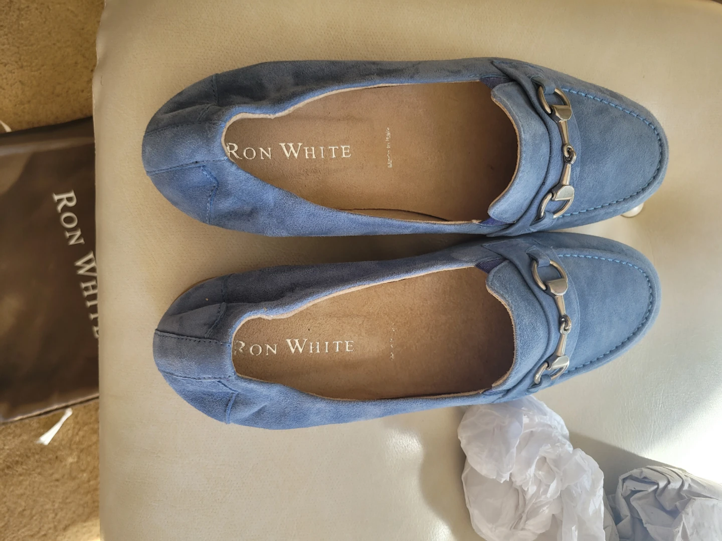 New Without Box Ron White Blue Suede Loafers - photo 4