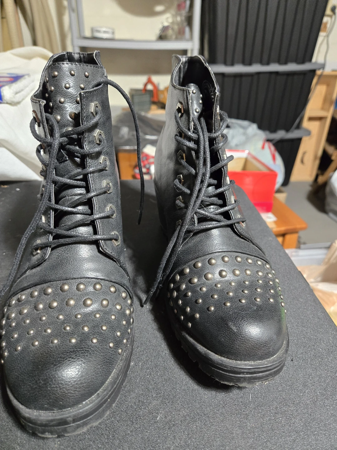Milwaukee Performance Black Studded Boots Size 8