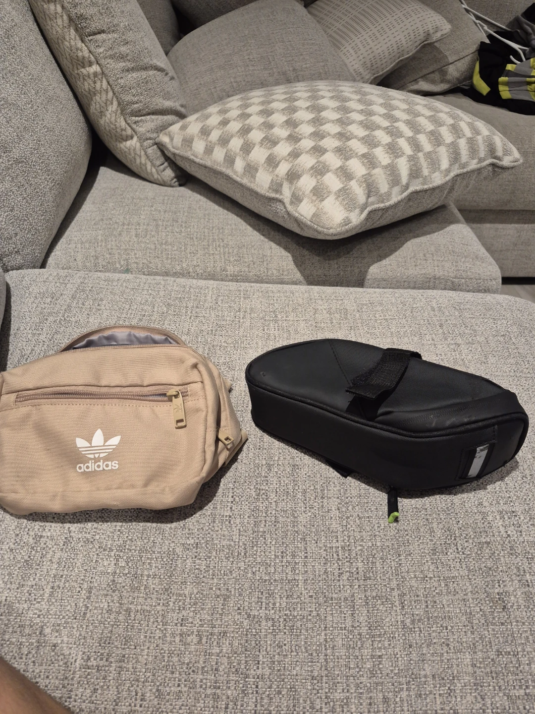 Adidas waist bag and black storage pouch set