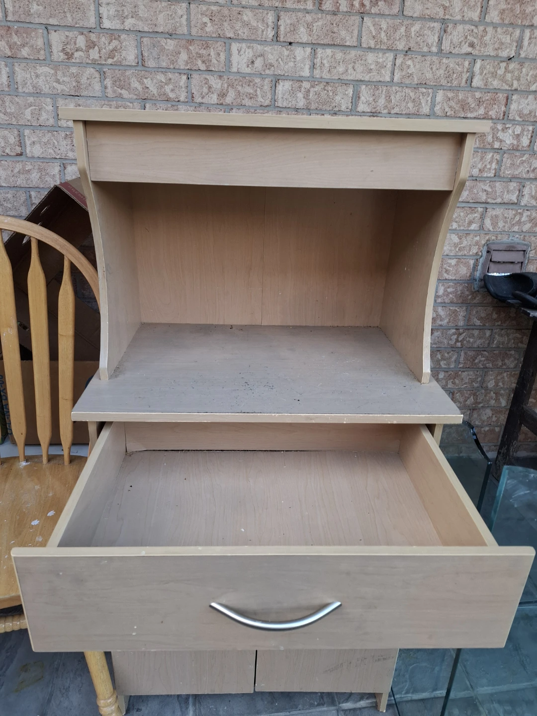 Light Wood Storage Cabinet with Shelf and Drawer - photo 2