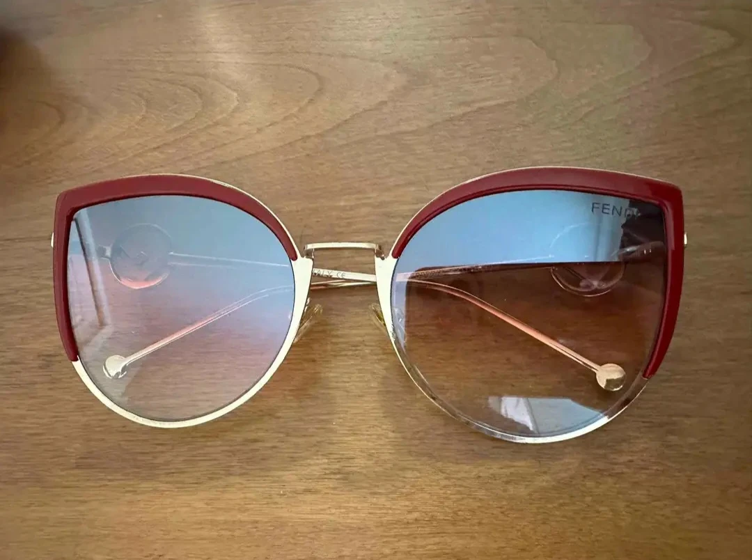 Fendi Cat-Eye Sunglasses Red and Gold