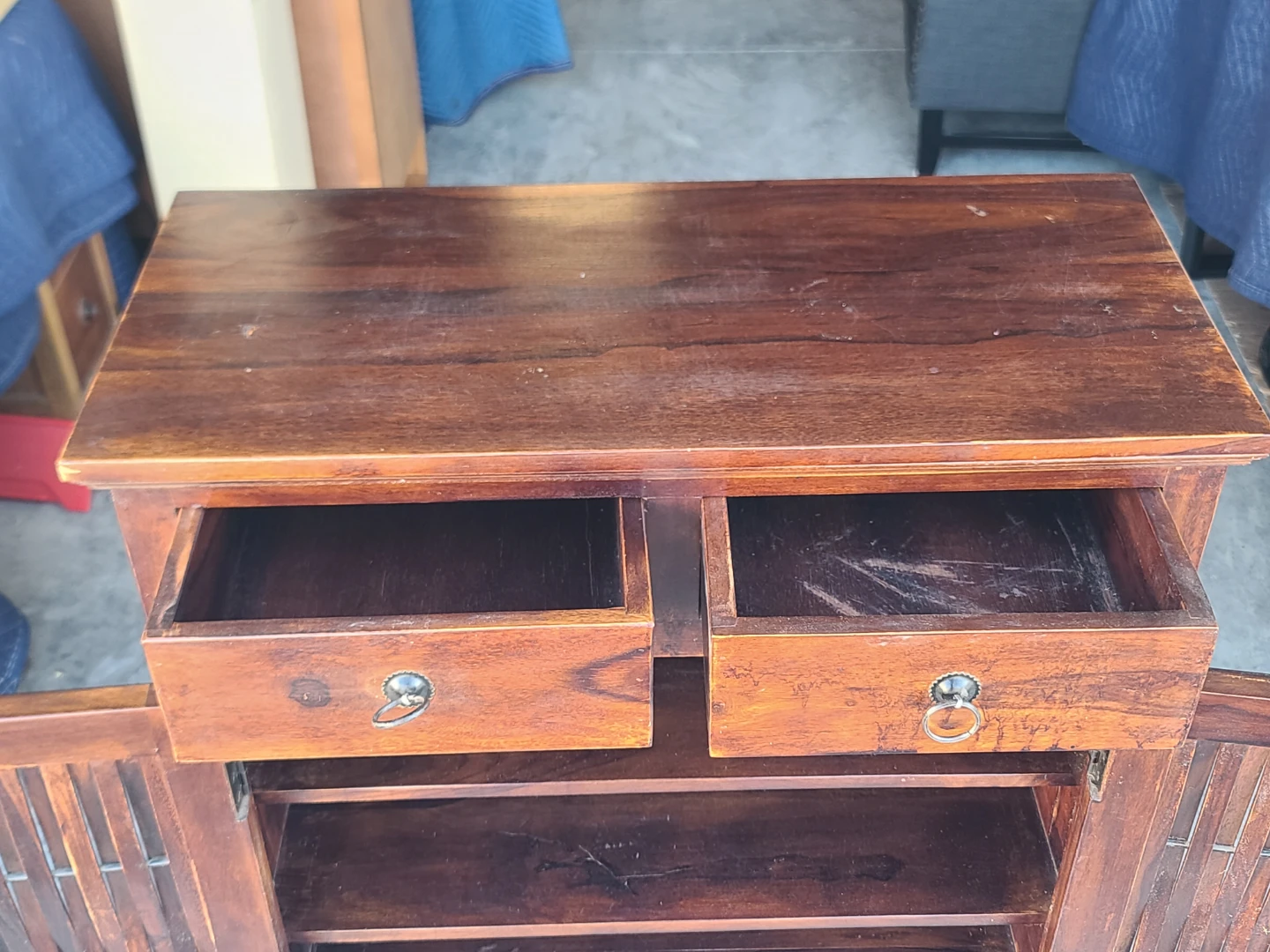 Rustic Wooden Storage Cabinet with Drawers and Shelves - photo 2