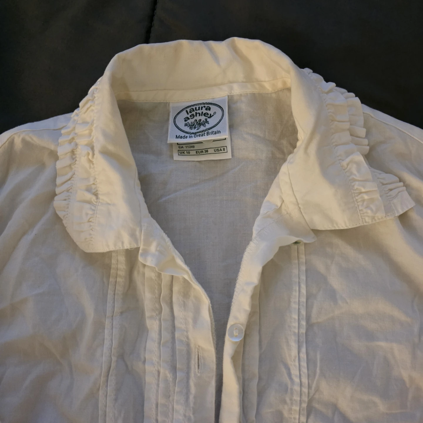 White Cotton Long Sleeve Blouses for Office - photo 2