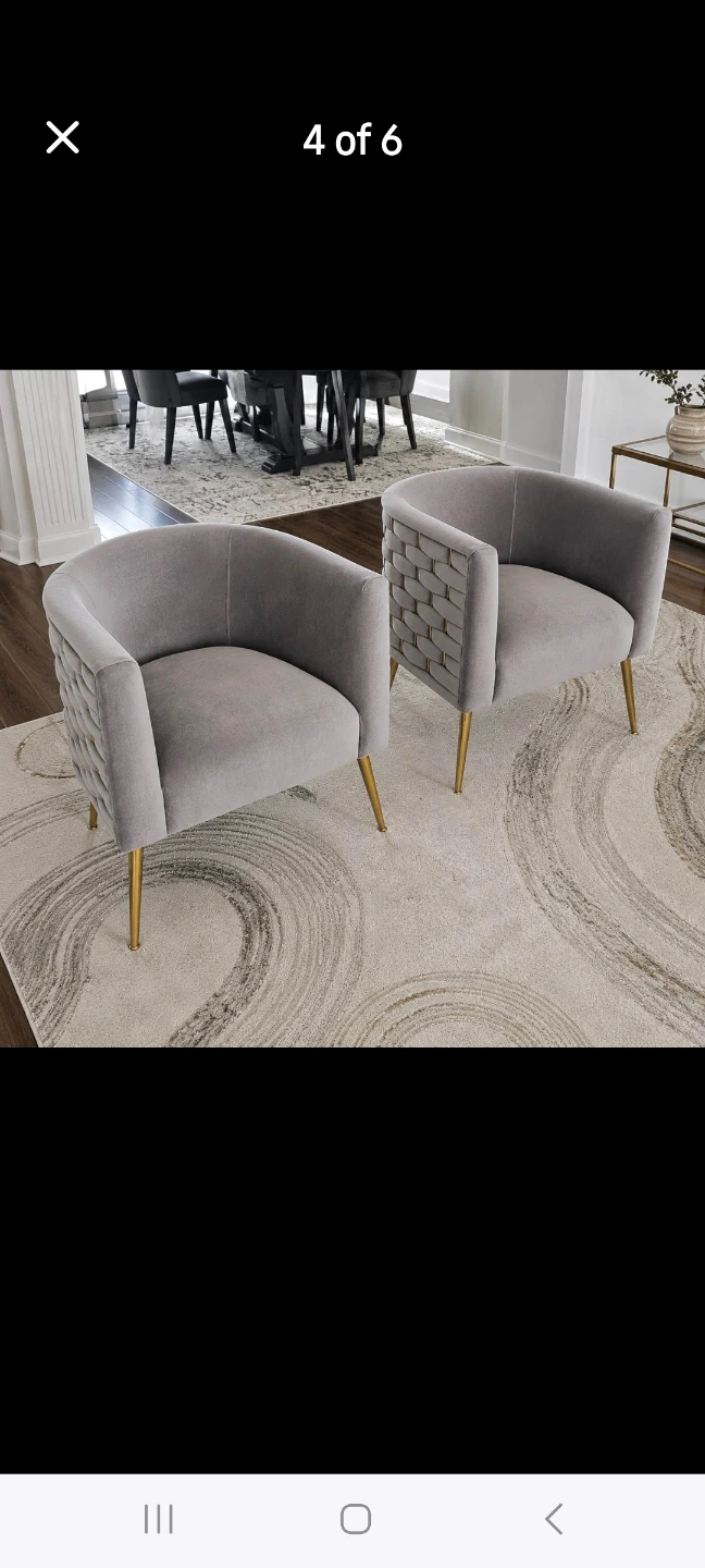 2 Grey Velvet Accent Chair with Gold Legs - photo 2