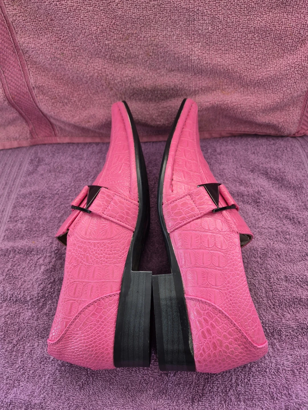 Pink Crocodile Print Loafer Shoes - photo 3