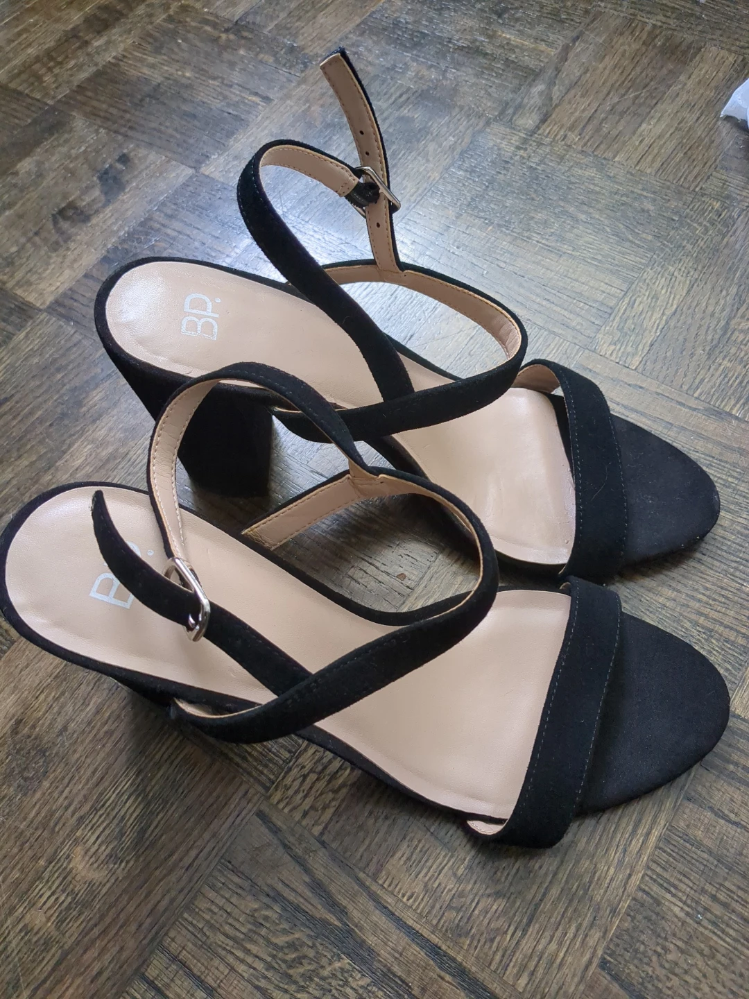 Black Suede Ankle Strap Heels