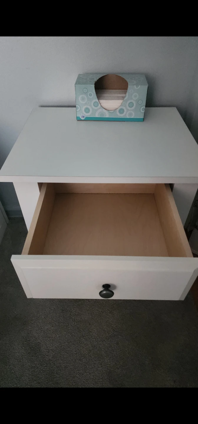 White Nightstand with Drawer - photo 2