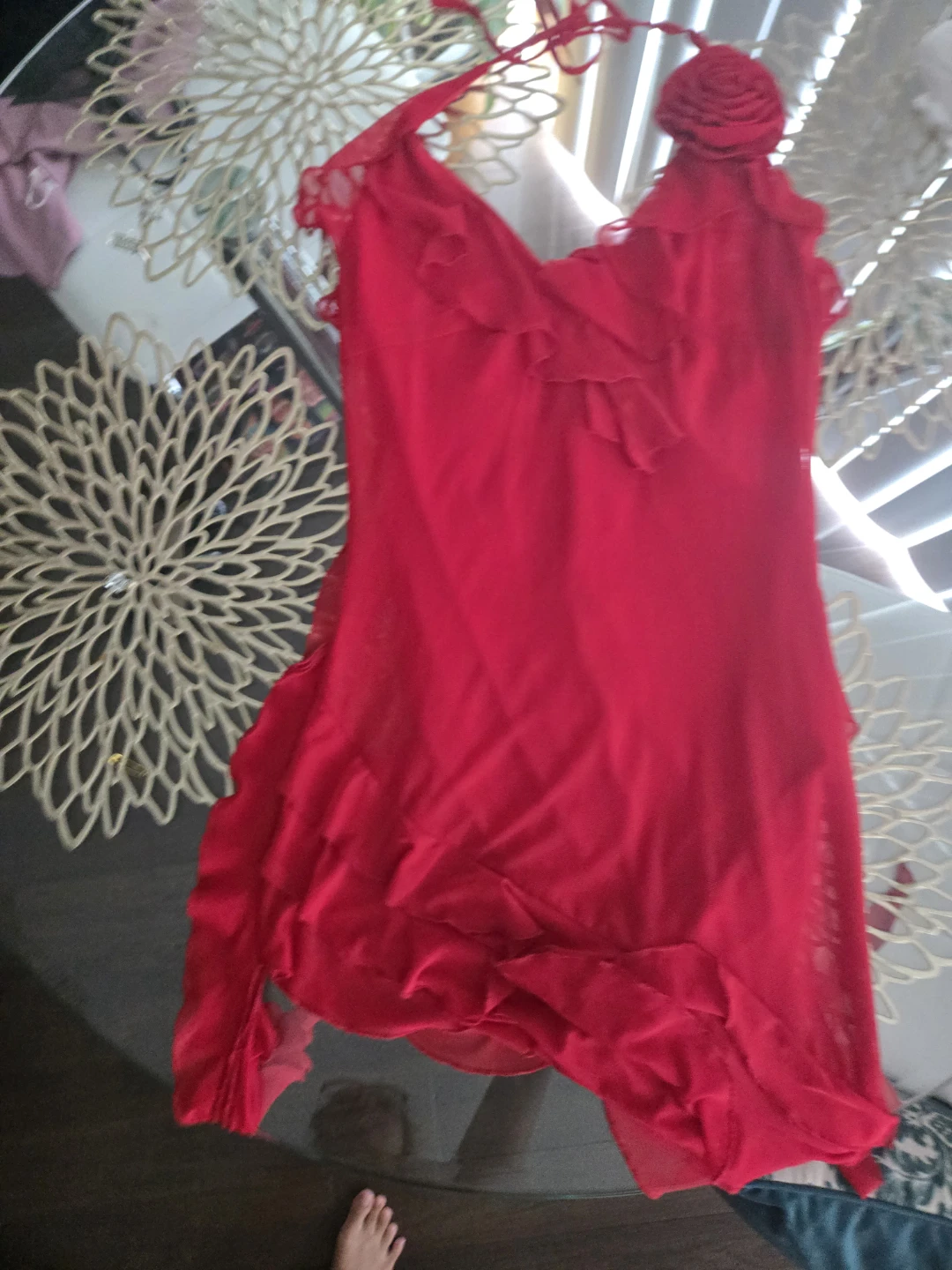 Fashion Nova Red Ruffle Halter Dress - photo 2