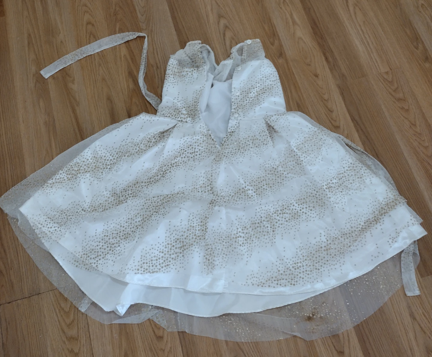 Girls white and gold glitter special occasion dress - photo 2