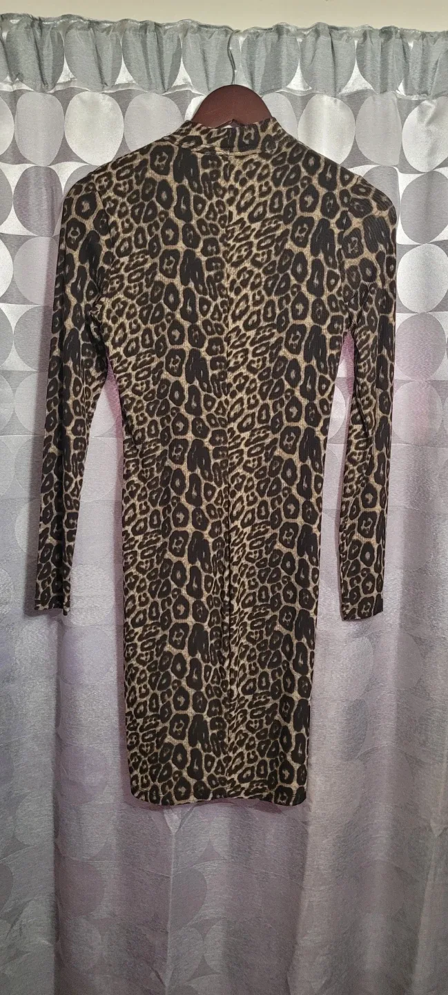 Leopard Print Long Sleeve Dress