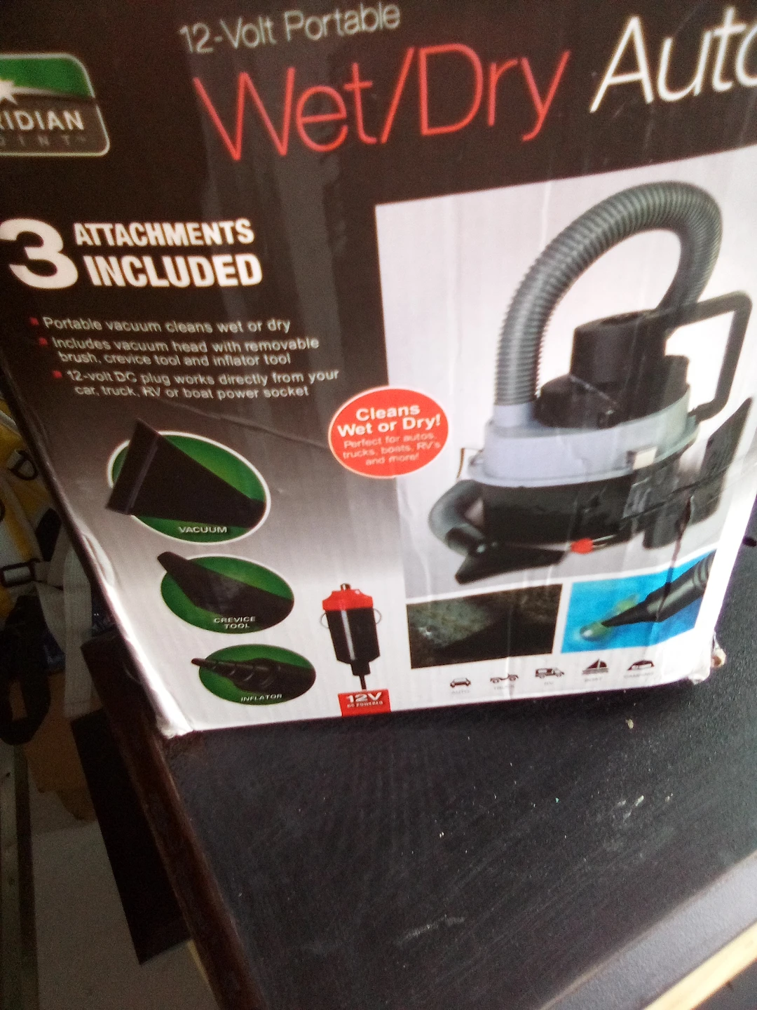 12-Volt Portable Wet/Dry Auto Vacuum with 3 Attachments