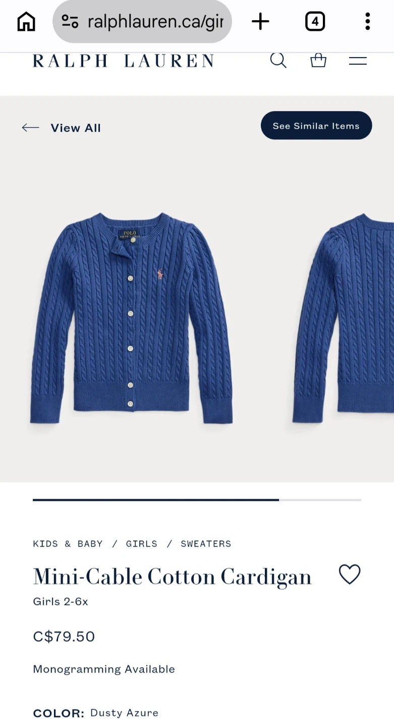 [GIRL SIZE LARGE] Polo Ralph Lauren Blue Cable-Knit Cardigan - photo 2