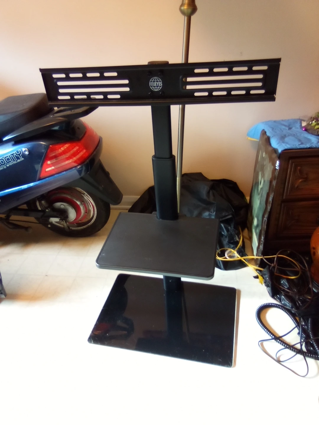 Black Adjustable TV Stand with Shelf