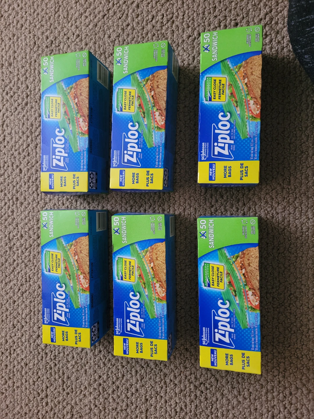 6 Boxes of Ziploc Sandwich Bags