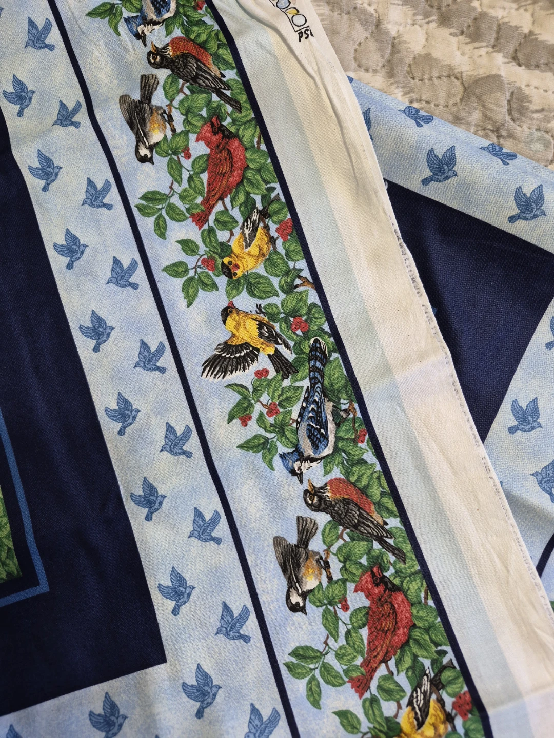 46" x 72" Piece of Material with Cardinals Blue Jay's Birds Cats - photo 4