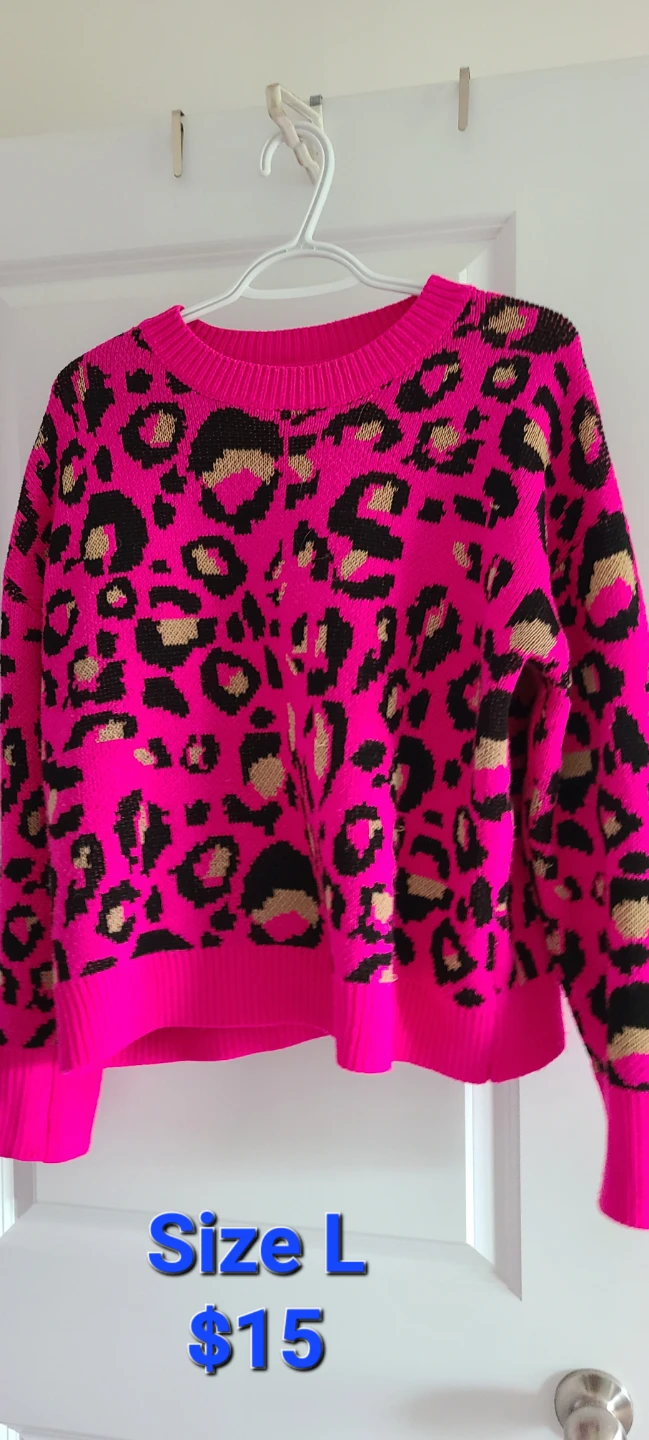 Hot Pink Leopard Print Sweater