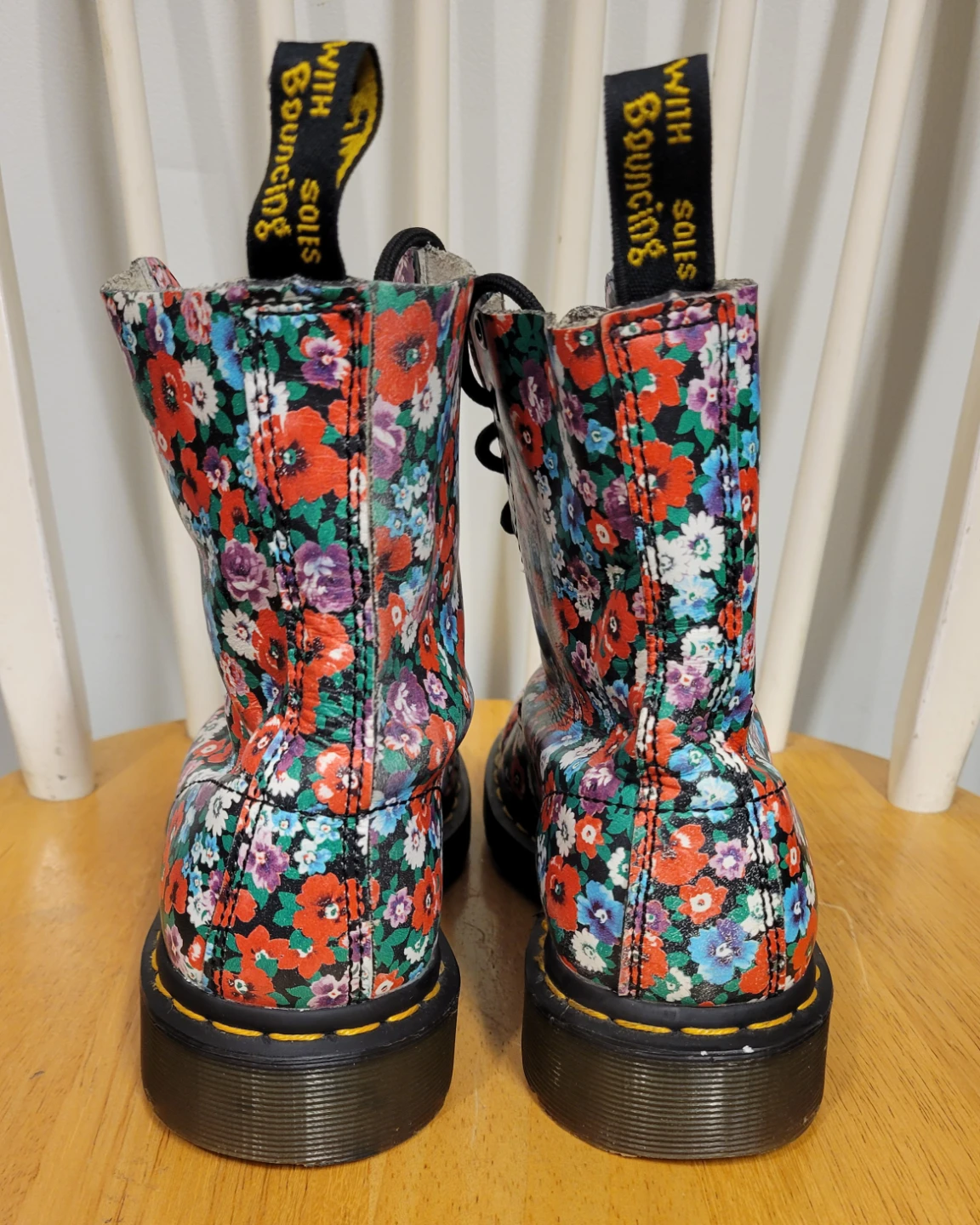 Dr. Martens Pascal Floral Flowers Women Leather Lace Boots Sz 8 - photo 4