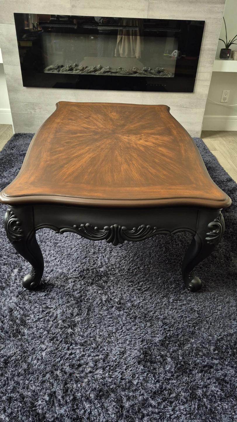 Solid Wood Refinished Coffee Table – Dark Walnut & Matte Black - photo 3