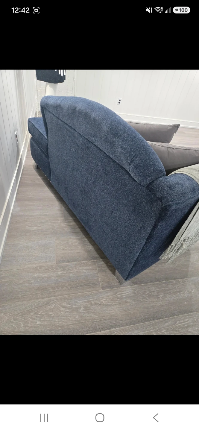New! Blue Studded Fabric Chaise Lounge - photo 4