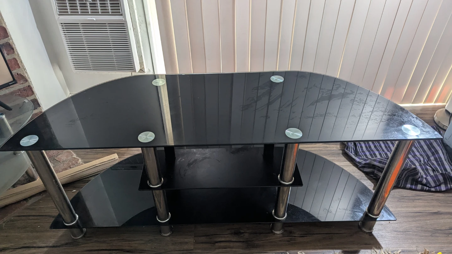 Black glass TV stand