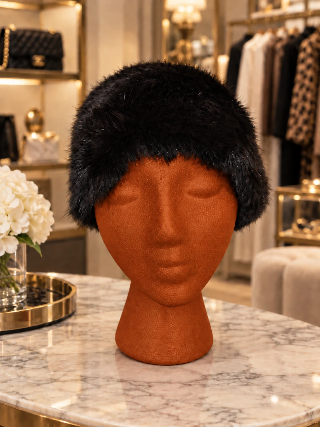 Black Natural Mink caps new & small