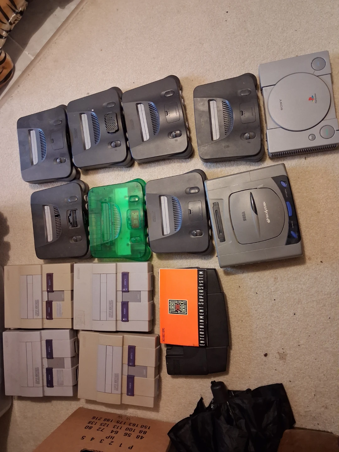 Collection of Vintage Retro Video Game Consoles and Games