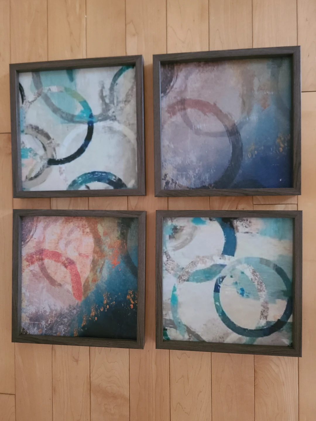 Set of 4 Abstract Circle Wall Art Prints