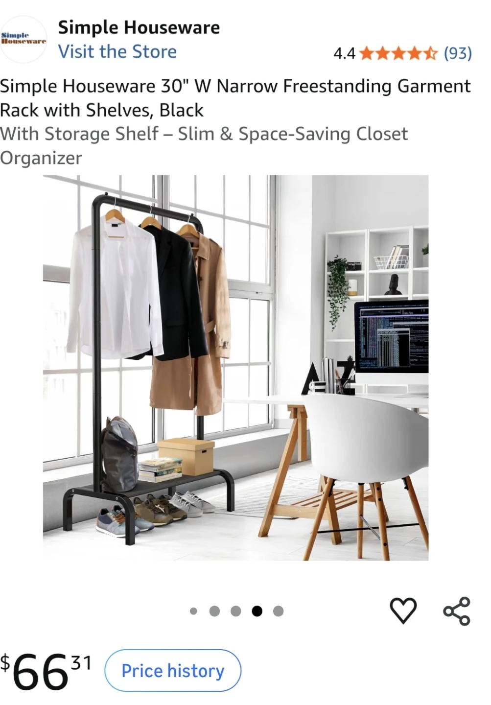 Simple Houseware 30" Narrow Freestanding Garment Rack - photo 3