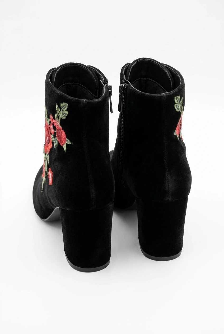 Isaac Mizrahi Floral Velvet Ankle Boots Size 7M - photo 4