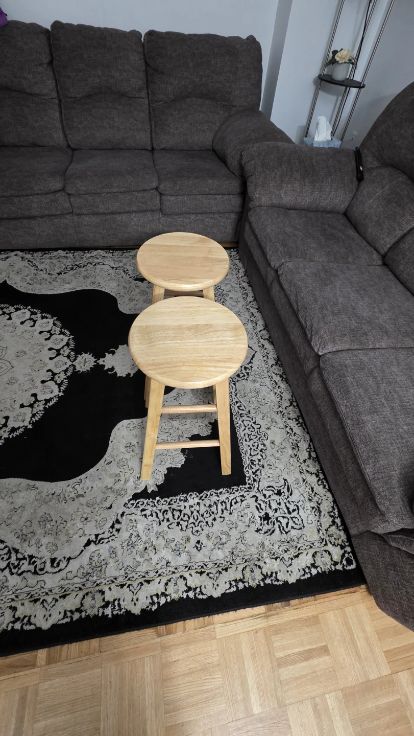 Two Natural Wood Round Bar Stools - photo 5