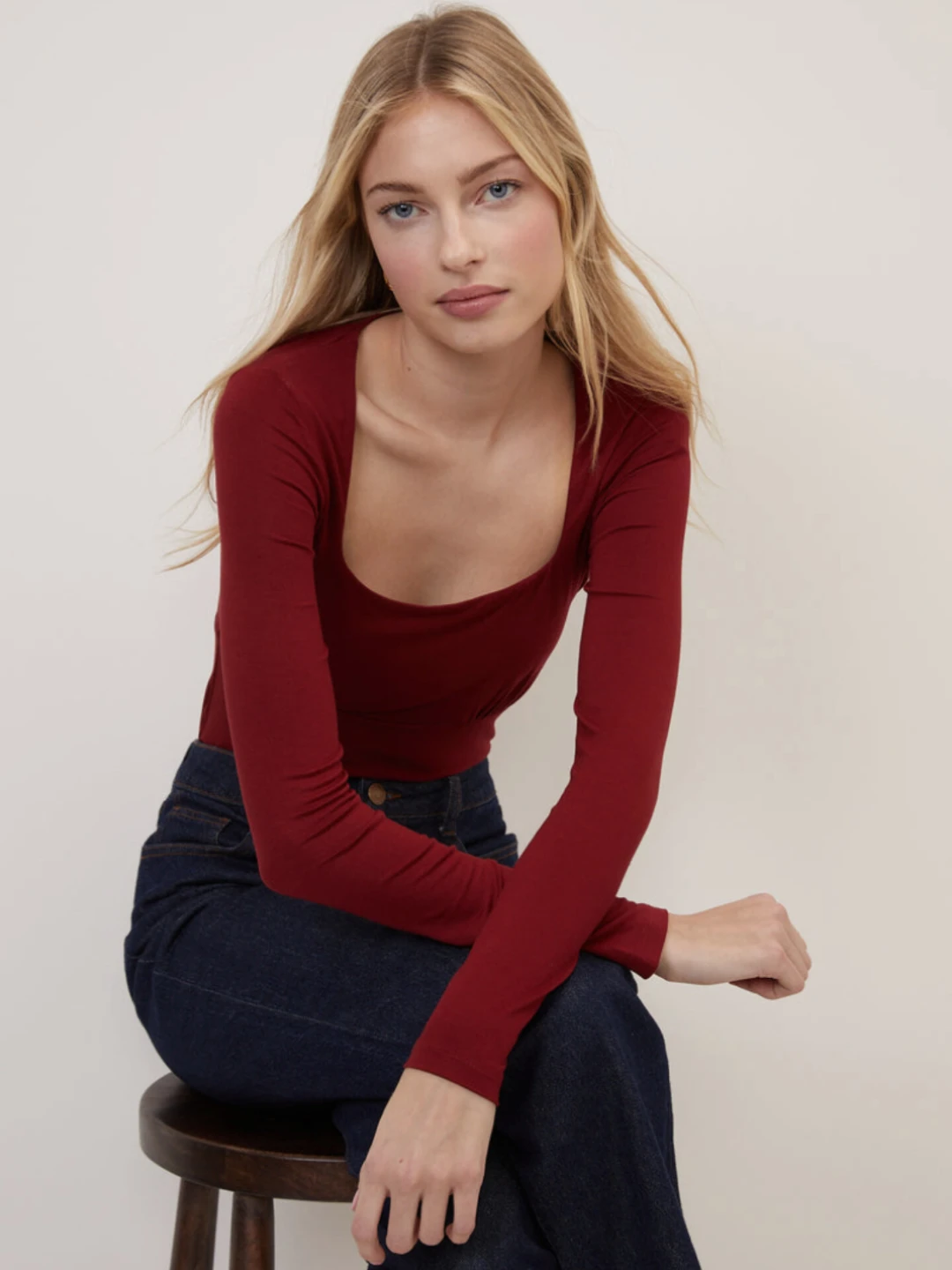 Burgundy Red GARAGE Long Sleeve Top - photo 2