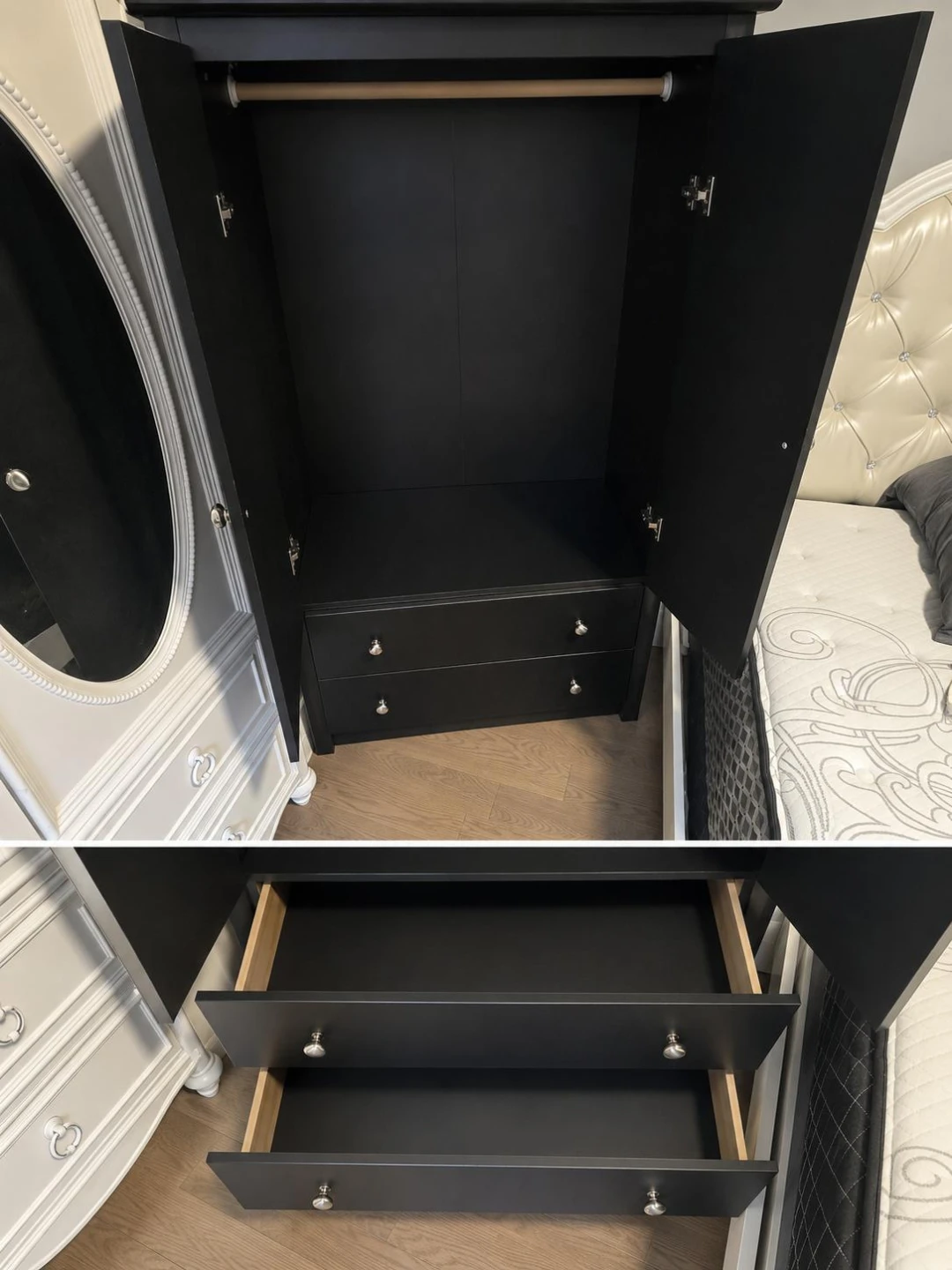 Black wardrobe with two drawers - photo 2