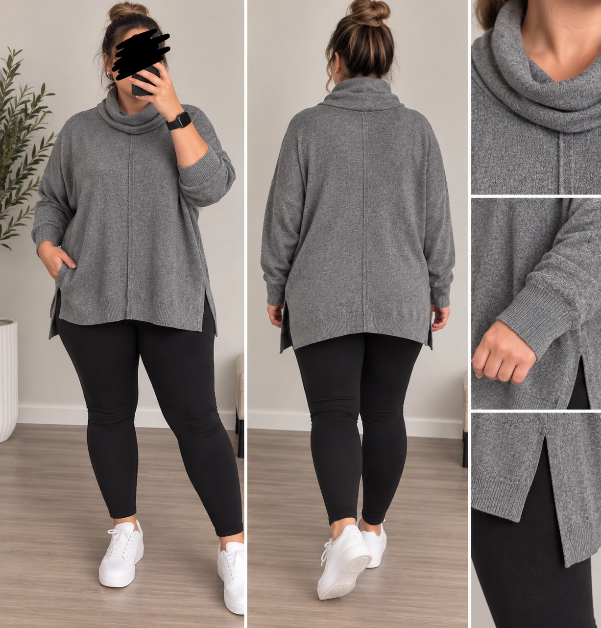 Size XL grey turtleneck sweater