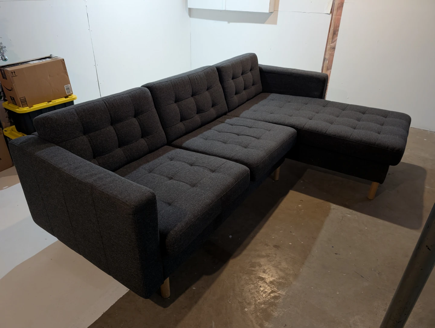 Dark Grey Mid-Century Modern Sectional Sofa - photo 3