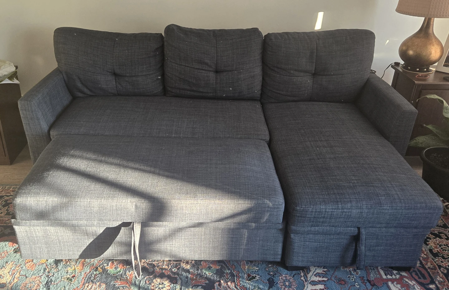 Dark Grey Sectional Sofa with Sleeper and Storage - photo 3
