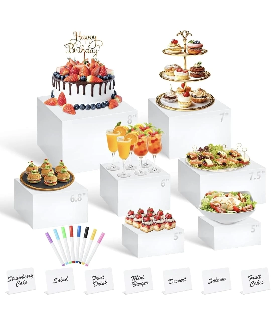 Display Risers and Food Signs Set
