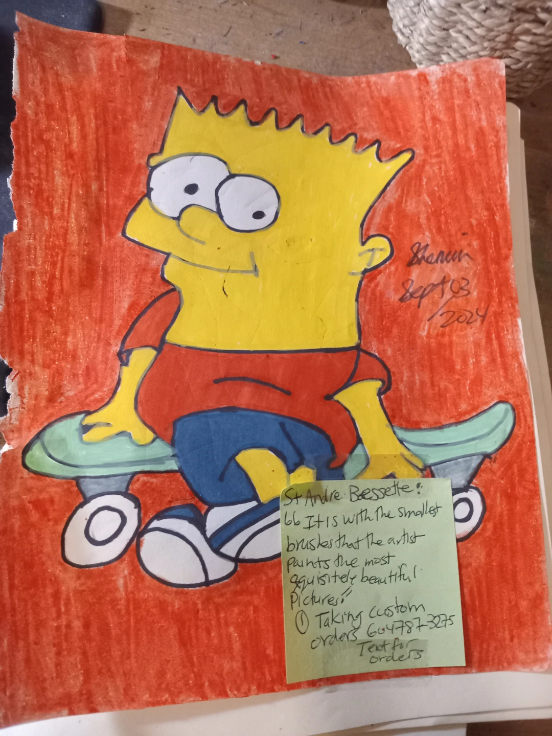 BART SIMPSON DRAWING BY CUSTOM ARTIST SHERWIN - photo 3