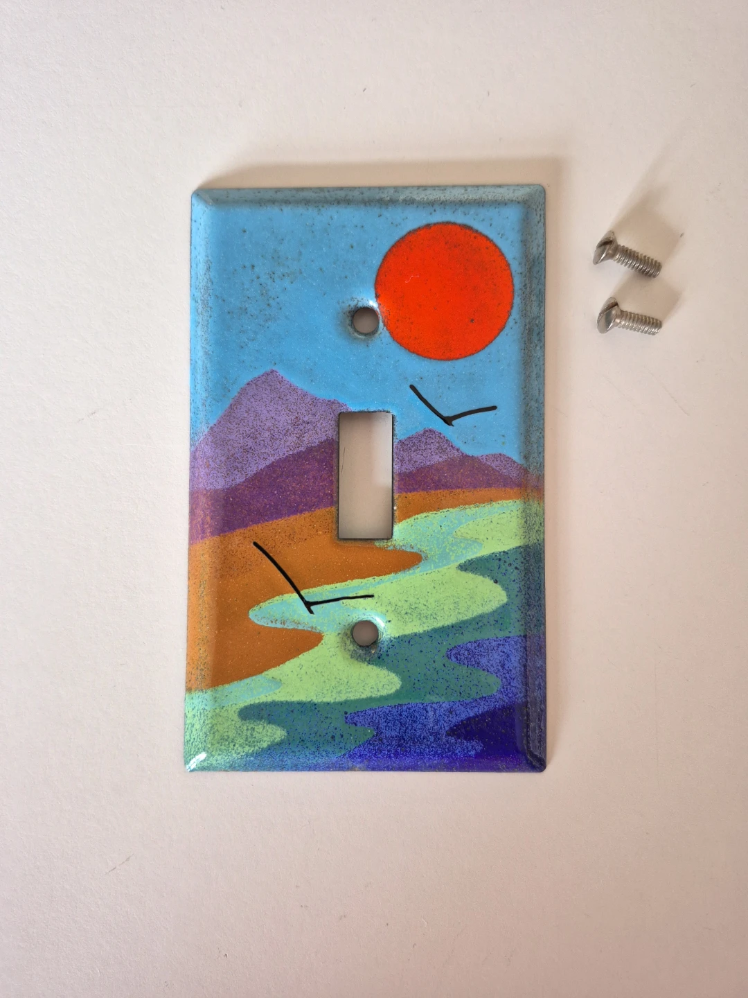 Enamel Landscape Light Switch Plate (Handmade)