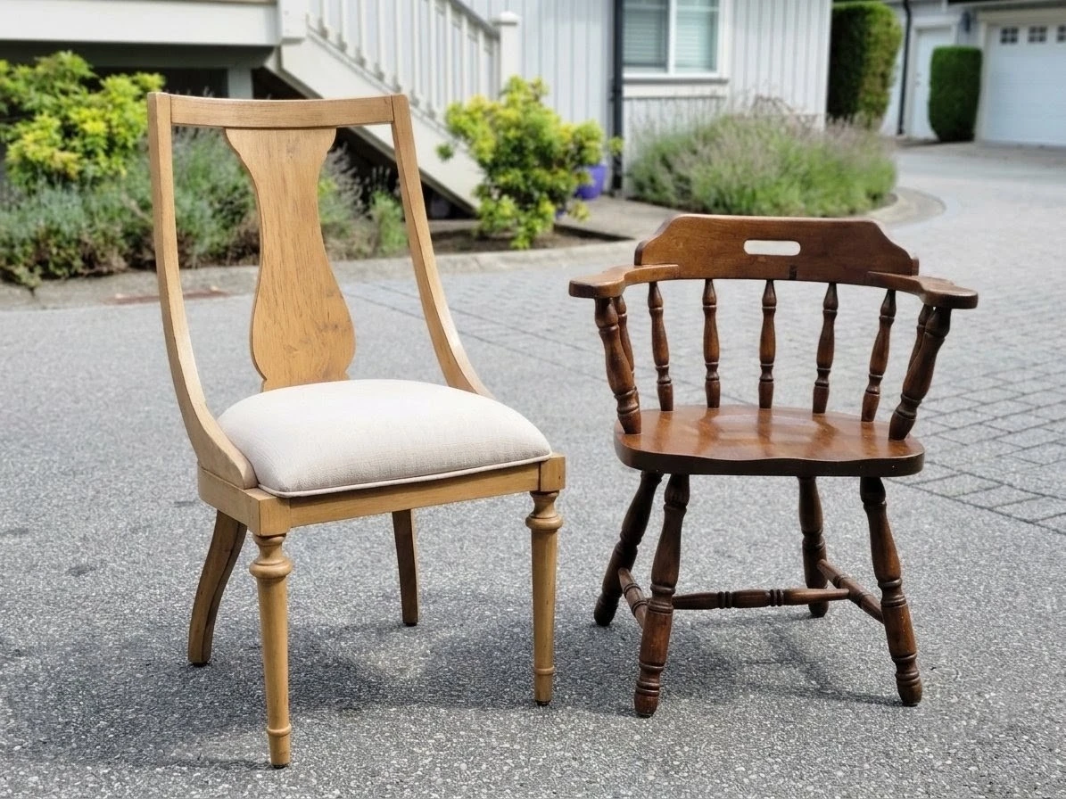 Magnolia Home Dining Chair & Vintage Captain's Armchair.