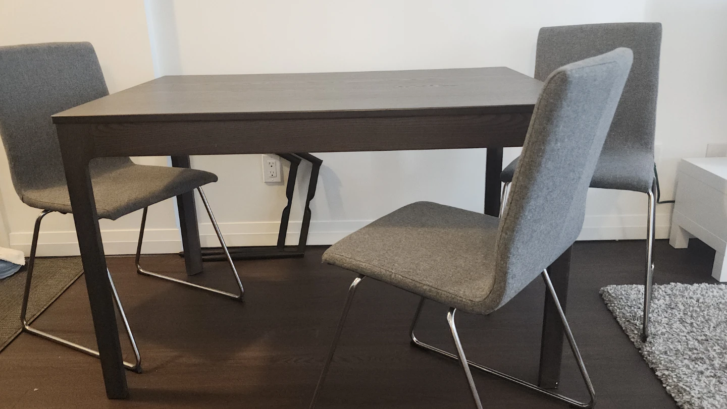 3 Grey Fabric Dining Chairs - photo 3