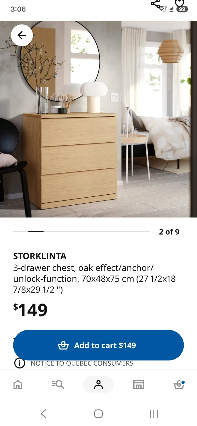 IKEA STORKLINTA 3-drawer chest