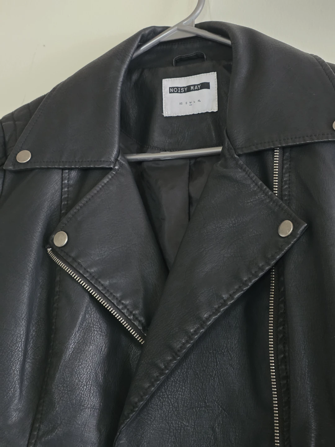 Noisy May Black Faux Leather Biker Jacket - photo 4
