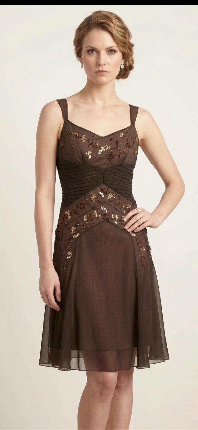 JS Boutique Brown Beaded Dress