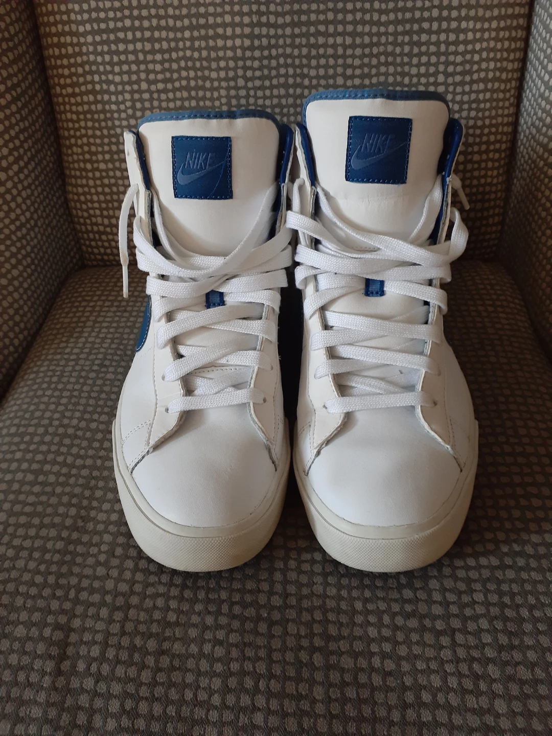 Nike High-Top Sneakers White and Blue - photo 2