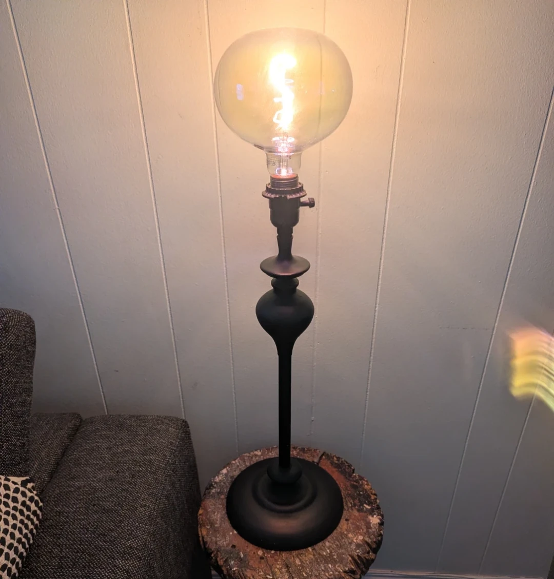 Lamp with Large Globe Bulb