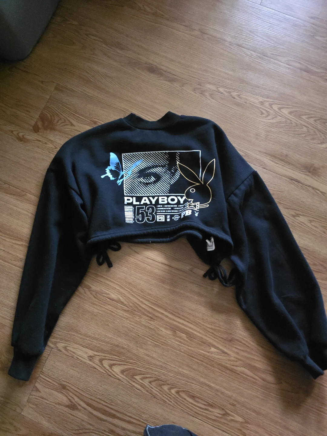 Black Playboy Cropped Sweatshirt